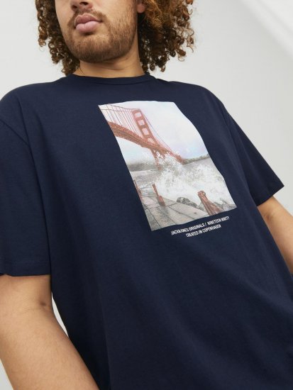 Jack & Jones Copenhagen Photo T-Shirt Navy - Tričká - Nadrozmerné tričká - 2XL-14XL