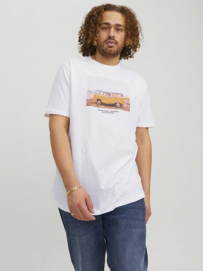 Jack & Jones Copenhagen Photo T-Shirt White - Tričká - Nadrozmerné tričká - 2XL-14XL