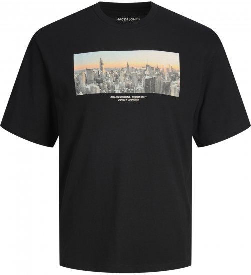 Jack & Jones Copenhagen Photo T-Shirt Black - Tričká - Nadrozmerné tričká - 2XL-14XL