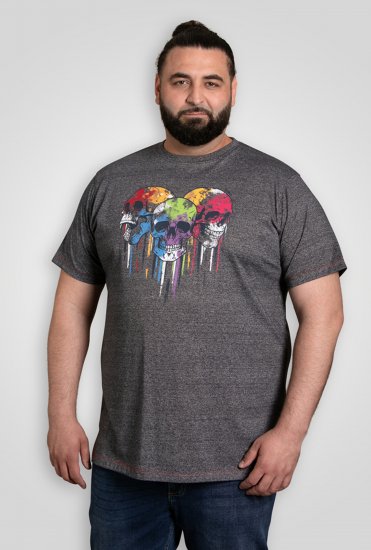 D555 Coalville T-Shirt Skulls with Colored Drips Navy Twist - Tričká - Nadrozmerné tričká - 2XL-14XL