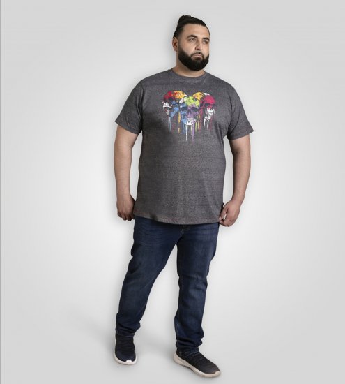 D555 Coalville T-Shirt Skulls with Colored Drips Navy Twist - Tričká - Nadrozmerné tričká - 2XL-14XL
