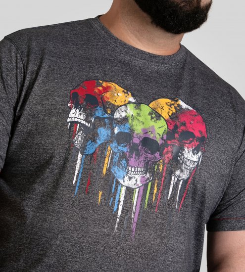 D555 Coalville T-Shirt Skulls with Colored Drips Navy Twist - Tričká - Nadrozmerné tričká - 2XL-14XL