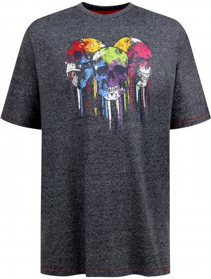 D555 Coalville T-Shirt Skulls with Colored Drips Navy Twist - Tričká - Nadrozmerné tričká - 2XL-14XL