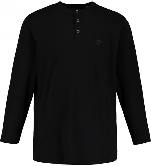JP1880 Henley T-Shirt Long Sleeve Black TALL - PÁNSKE OBLEČENIE MT-6XLT - Veľkosti pre VYSOKÝCH