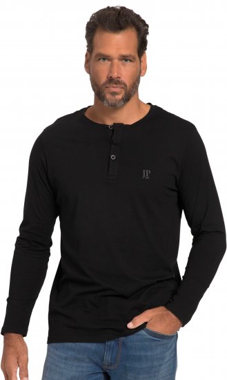 JP1880 Henley T-Shirt Long Sleeve Black TALL - PÁNSKE OBLEČENIE MT-6XLT - Veľkosti pre VYSOKÝCH