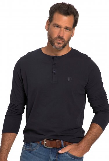 JP1880 Henley T-Shirt Long Sleeve Dark Navy TALL - PÁNSKE OBLEČENIE MT-6XLT - Veľkosti pre VYSOKÝCH