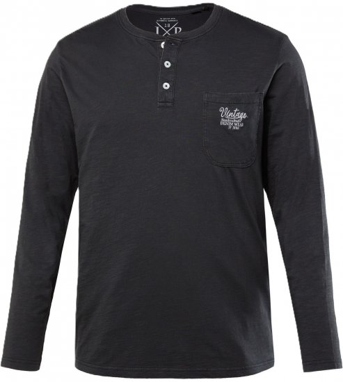 JP1880 T-Shirt Henley Long Sleeve Black TALL - PÁNSKE OBLEČENIE MT-6XLT - Veľkosti pre VYSOKÝCH