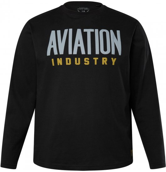 JP1880 T-Shirt Long Sleeve Aviation Black TALL - PÁNSKE OBLEČENIE MT-6XLT - Veľkosti pre VYSOKÝCH
