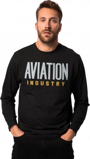 JP1880 T-Shirt Long Sleeve Aviation Black TALL - PÁNSKE OBLEČENIE MT-6XLT - Veľkosti pre VYSOKÝCH