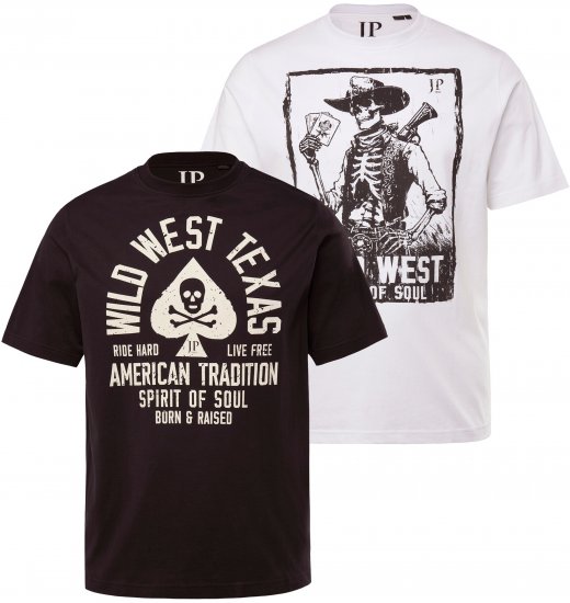 JP1880 T-Shirt 2-Pack Wild West Black And White - Tričká - Nadrozmerné tričká - 2XL-14XL