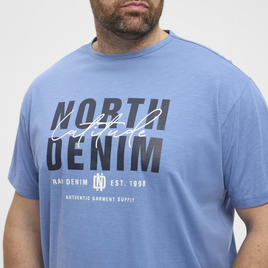 North Latitude Denim Printed Logo T-Shirt Dusty Blue TALL - TALL tričká - TALL Tričká