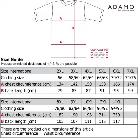 Adamo Motivshirt Comfort Fit College Grey - Tričká - Nadrozmerné tričká - 2XL-14XL