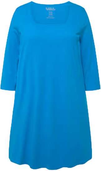 Ulla Popken Square Neckline Knit Swing A-line Pocket Tunic Light Azure - Tričká - 