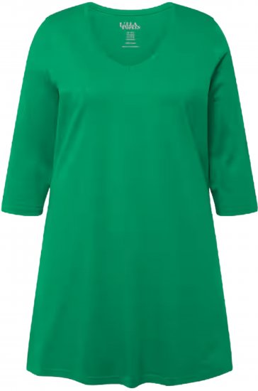 Ulla Popken V-Neck Swing A-line Hem Cotton Knit Tunic Emerald Green - Tričká - 