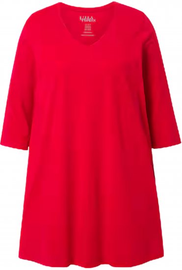 Ulla Popken V-Neck Swing A-line Hem Cotton Knit Tunic Salsa Red - Tričká - 
