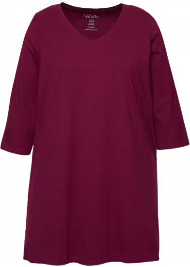 Ulla Popken V-Neck Swing A-line Hem Cotton Knit Tunic Dark Berry - Tričká - 
