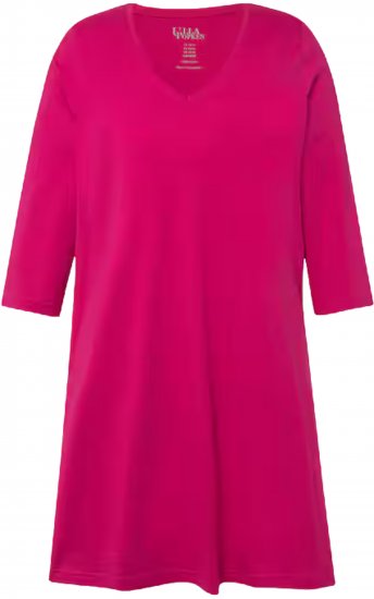 Ulla Popken V-Neck Swing A-line Hem Cotton Knit Tunic Fuchsia Pink - Tričká - 