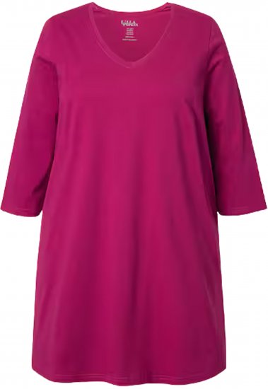 Ulla Popken V-Neck Swing A-line Hem Cotton Knit Tunic Magnolia Red - Tričká - 