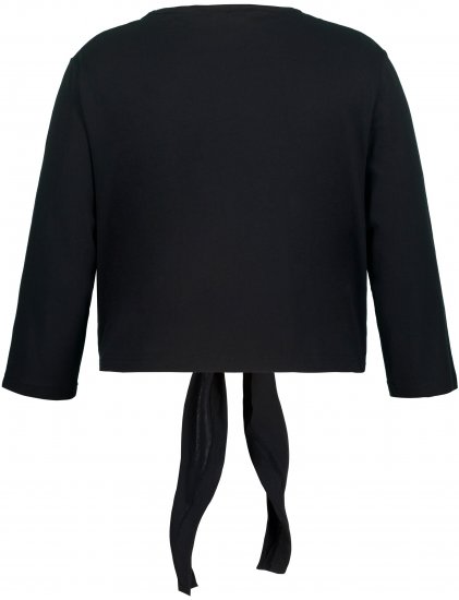 Ulla Popken Versatile Surplice Wrap Tie Hem Bolero Top Black - Tričká - 