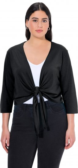 Ulla Popken Versatile Surplice Wrap Tie Hem Bolero Top Black - Tričká - 