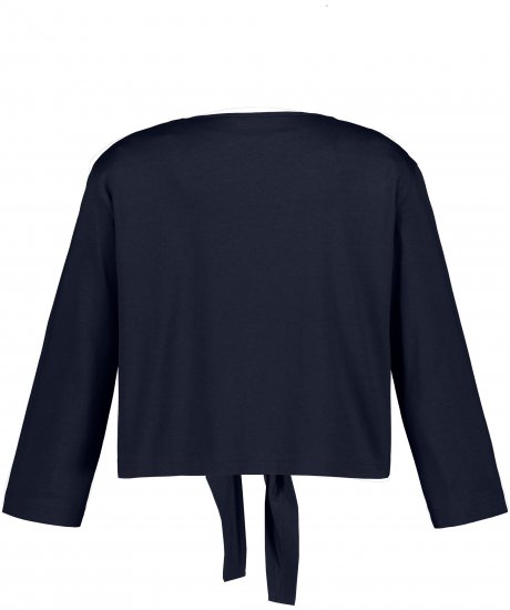 Ulla Popken Versatile Surplice Wrap Tie Hem Bolero Top Navy - Tričká - 