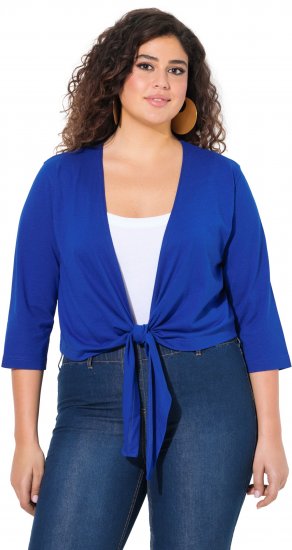 Ulla Popken Versatile Surplice Wrap Tie Hem Bolero Top Cobalt Blue - Tričká - 