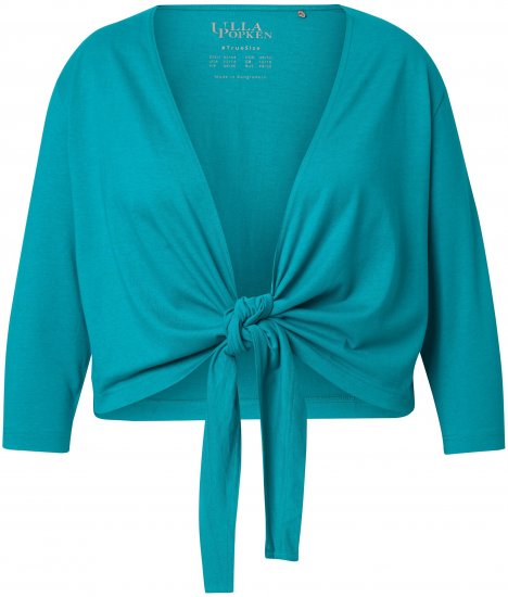 Ulla Popken Versatile Surplice Wrap Tie Hem Bolero Top Teal - Tričká - 