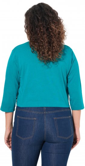 Ulla Popken Versatile Surplice Wrap Tie Hem Bolero Top Teal - Tričká - 