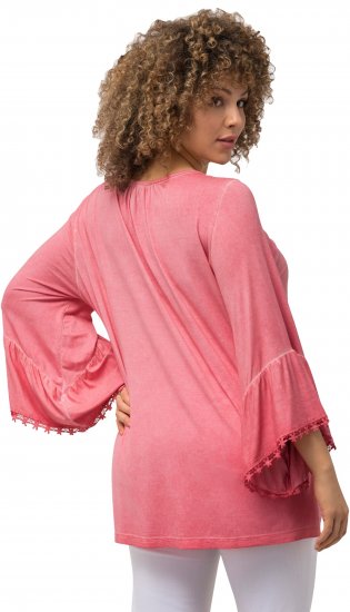 Ulla Popken Trumpet Sleeve Cold Dyed Tee Dark Pink - Potlačené tričká pre ženy - 