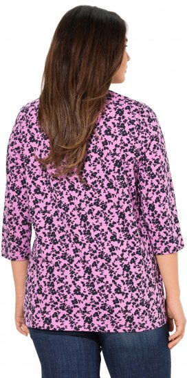 Ulla Popken Floral 3/4 Sleeve V-Neck A-Line Tee Amethyst - Tričká - 