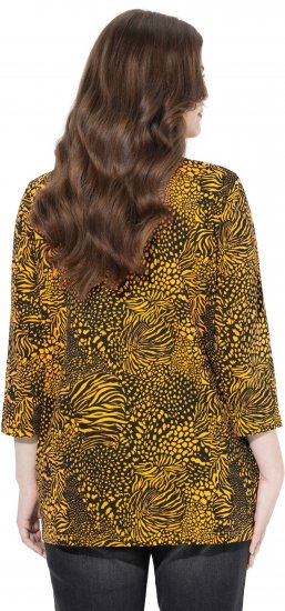 Ulla Popken Animal Print 3/4 Sleeve V-Neck Tee Neon Orange - Tričká - 