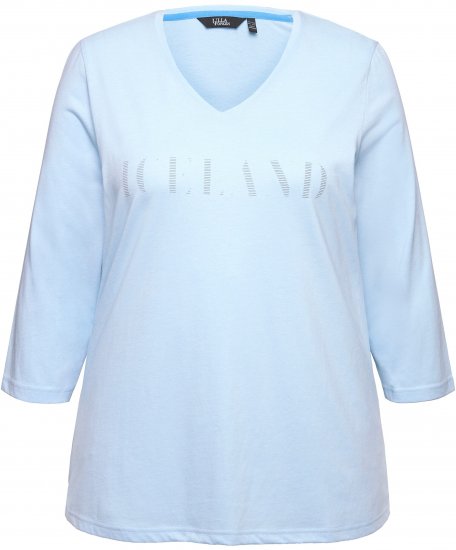 Ulla Popken Country Lettered 3/4 Sleeve Tee Soft Light Blue - Potlačené tričká pre ženy - 