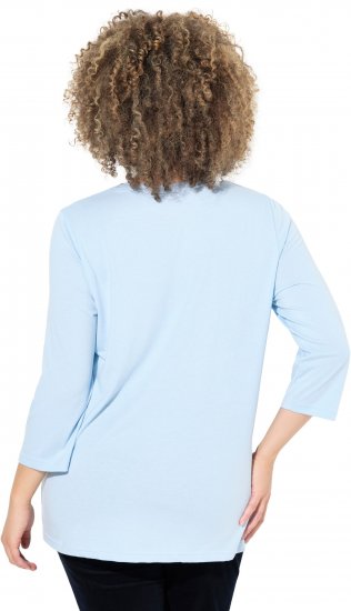 Ulla Popken Country Lettered 3/4 Sleeve Tee Soft Light Blue - Potlačené tričká pre ženy - 