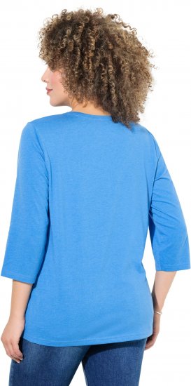 Ulla Popken Country Lettered 3/4 Sleeve Tee Teal Blue - Potlačené tričká pre ženy - 