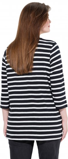 Ulla Popken Striped 3/4 Sleeve A-Line Tee Black - Tričká - 