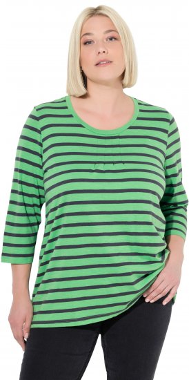 Ulla Popken Striped 3/4 Sleeve A-Line Tee Apple Green - Tričká - 