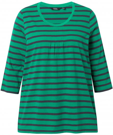 Ulla Popken Striped 3/4 Sleeve A-Line Tee Moss Green - Tričká - 