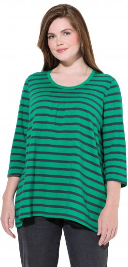 Ulla Popken Striped 3/4 Sleeve A-Line Tee Moss Green - Tričká - 