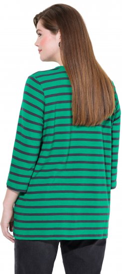 Ulla Popken Striped 3/4 Sleeve A-Line Tee Moss Green - Tričká - 