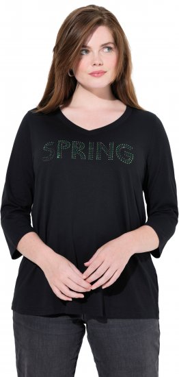 Ulla Popken SPRING Studded 3/4 Sleeve Tee Black - Tričká - 