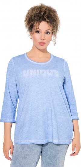 Ulla Popken UNIQUE Embroidered 3/4 Sleeve Tee Light Blue - Tričká - 