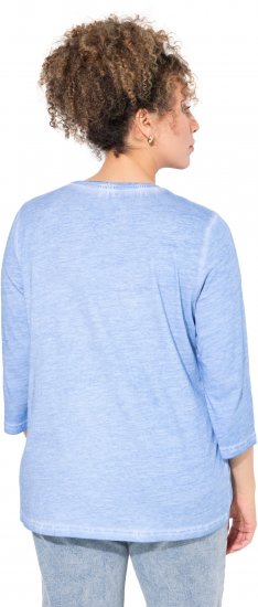 Ulla Popken UNIQUE Embroidered 3/4 Sleeve Tee Light Blue - Tričká - 