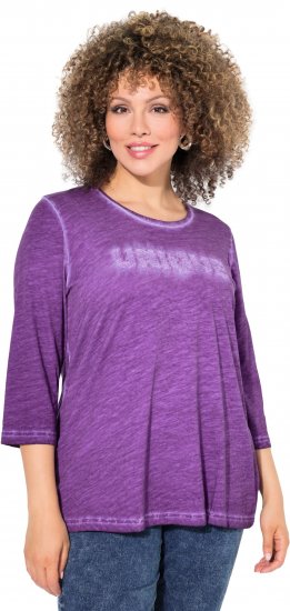 Ulla Popken UNIQUE Embroidered 3/4 Sleeve Tee Purple - Tričká - 