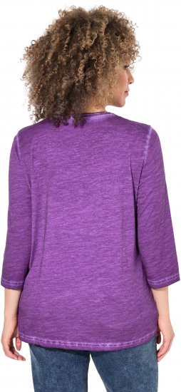 Ulla Popken UNIQUE Embroidered 3/4 Sleeve Tee Purple - Tričká - 