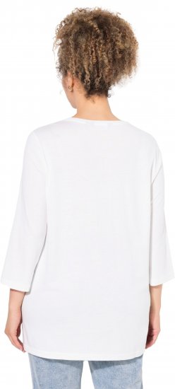 Ulla Popken Casual Mood Floral V-Neck Tee Off-White - Tričká - 