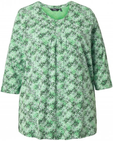Ulla Popken Graphic Flower A-Line 3/4 Sleeve Tee Apple Green - Tričká - 