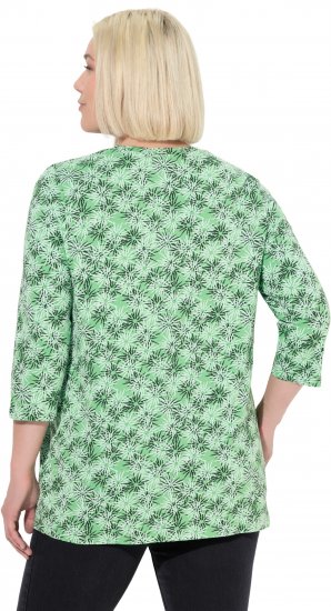 Ulla Popken Graphic Flower A-Line 3/4 Sleeve Tee Apple Green - Tričká - 