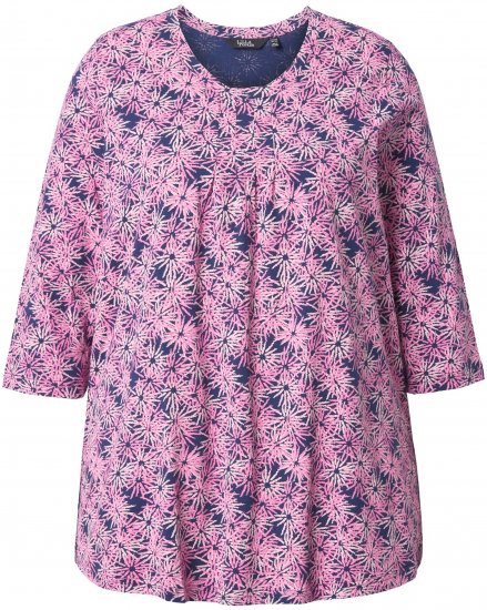 Ulla Popken Graphic Flower A-Line 3/4 Sleeve Tee Pink - Tričká - 