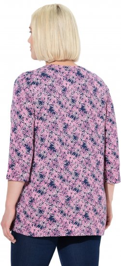 Ulla Popken Graphic Flower A-Line 3/4 Sleeve Tee Pink - Tričká - 