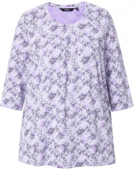 Ulla Popken Graphic Flower A-Line 3/4 Sleeve Tee Lavender - Tričká - 